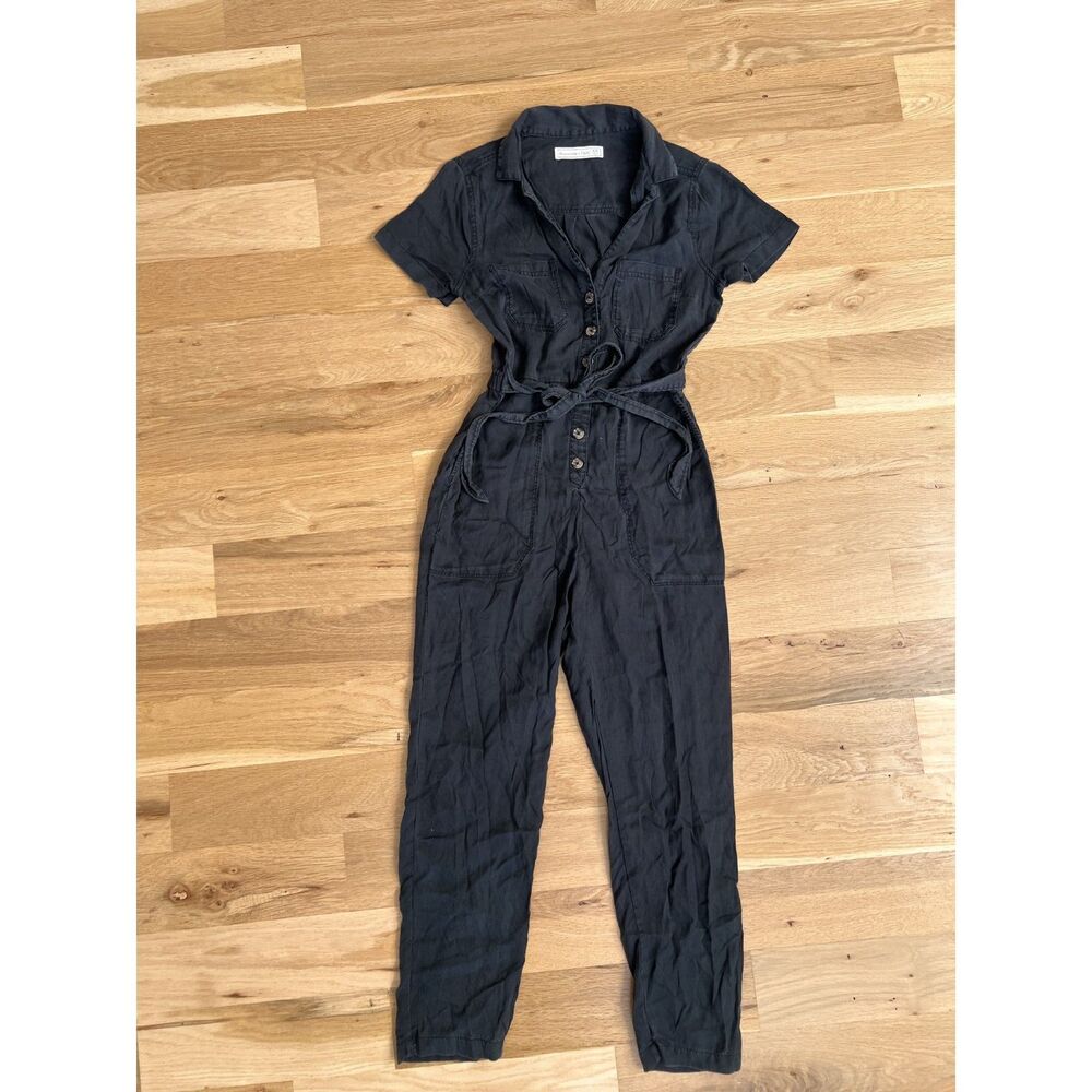 Women's Abercrombie & Fitch Black Utility Jumpsuit with Waist Tie SizeXS